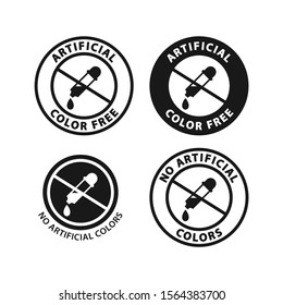 No artificial color circle sticker. Vector label for food packagings. 