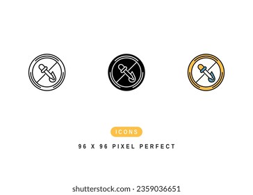 No Artificial Color Icon. Free Chemical Dye Symbol Stock Illustration. Vector Line Icons For UI Web Design And Presentation