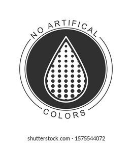 No artificial colors and dyes vector icon. Skin and body care cosmetic product medical color drop symbol