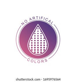 No artificial colors and dyes vector icon. Skin and body care cosmetic product medical color drop symbol