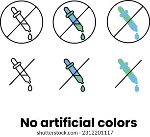 No artificial colors and dyes vector icon with both filled and feather 