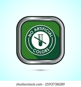 No artificial colors icon design illustration, Artificial color free symbol, Natural product, Green color shadow button design 