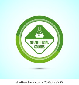 No artificial colors icon design illustration, Artificial color free symbol, Natural product, Green color button design
