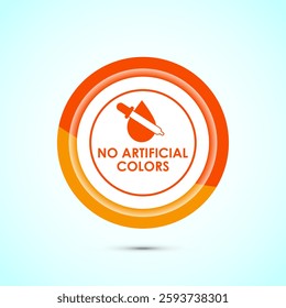 No artificial colors icon design illustration, Artificial color free symbol, Natural product, Orange color button design