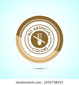 No artificial colors icon design illustration, Artificial color free symbol, Natural product, Gold color button design
