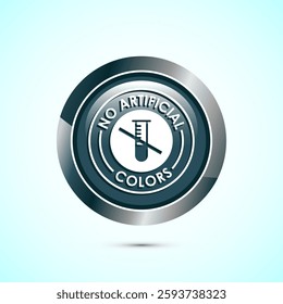 No artificial colors icon design illustration, Artificial color free symbol, Natural product, Gray color round button design