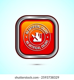 No artificial colors icon design illustration, Artificial color free symbol, Natural product, Orange color square button design