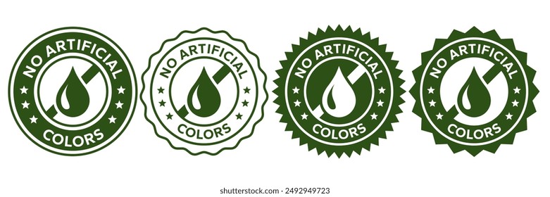 No artificial colors icons. No artificial added colors, logo, badge, icon, sticker, label, emblem, stamp, symbol, green, golden, flat vector, isolated illustration. 