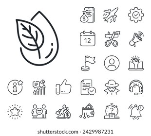 No artificial colors sign. Salaryman, gender equality and alert bell outline icons. Organic product line icon. Natural flavors symbol. Organic product line sign. Vector