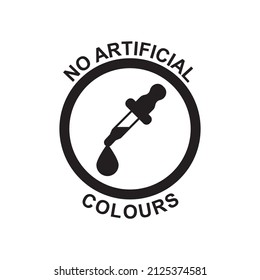 No artificial colours label icon in black flat glyph, filled style isolated on white background