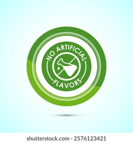 No artificial flavor icon design illustration, Artificial flavor free symbol, Natural product, Green color button design