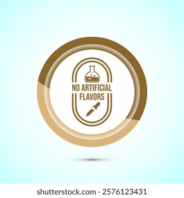 No artificial flavor icon design illustration, Artificial flavor free symbol, Natural product, Gold color button design