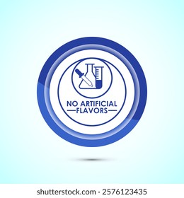 No artificial flavor icon design illustration, Artificial flavor free symbol, Natural product, Blue color button design