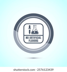 No artificial flavor icon design illustration, Artificial flavor free symbol, Natural product, Gray color button design