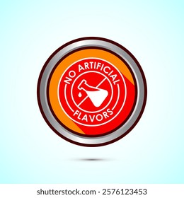 No artificial flavor icon design illustration, Artificial flavor free symbol, Natural product, Orange shadow button design
