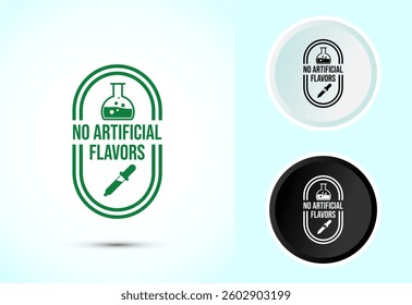 No artificial flavor icon design illustration, Artificial flavor free symbol, Natural product, Color black and white