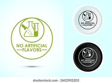 No artificial flavor icon design illustration, Artificial flavor free symbol, Natural product, Color black and white