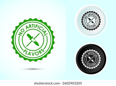 No artificial flavor icon design illustration, Artificial flavor free symbol, Natural product, Color black and white
