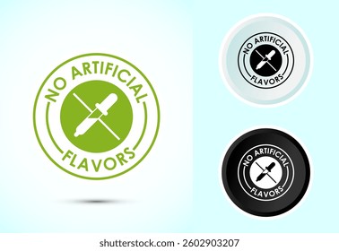 No artificial flavor icon design illustration, Artificial flavor free symbol, Natural product, Color black and white