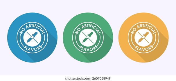 No artificial flavor icon design illustration, Artificial flavor free symbol in shadow button design