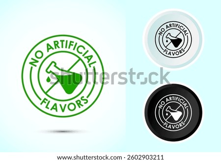 No artificial flavor icon design illustration, Artificial flavor free symbol, Natural product, Color black and white