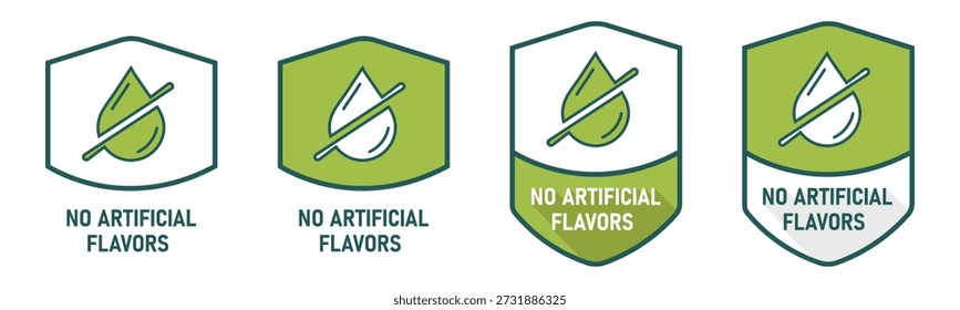 No Artificial Flavors Badge Vector Set Natural Ingredients Food Label Icon Design