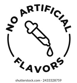 No artificial flavors icon. Additives free label. No artificial flavors vector illustration for product packaging logo, sign, symbol or emblem isolated.