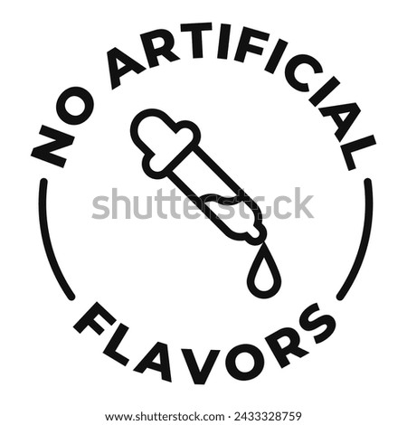No artificial flavors icon. Additives free label. No artificial flavors vector illustration for product packaging logo, sign, symbol or emblem isolated.