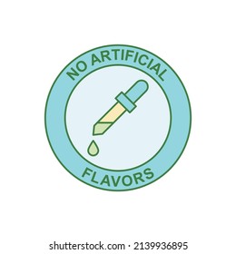 No artificial flavors Label icon in color icon, isolated on white background 
