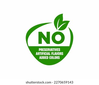 No artificial Flavors, Preservatives, added colors - Flat green vector pictogram for food labeling
