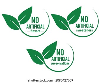 No Artificial Flavors, Sweeteners,  Preservation Icon Vector