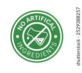 No Artificial Ingredients Badge Design in Green Color, Vector Illustration