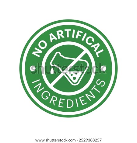 No Artificial Ingredients Badge Design in Green Color, Vector Illustration