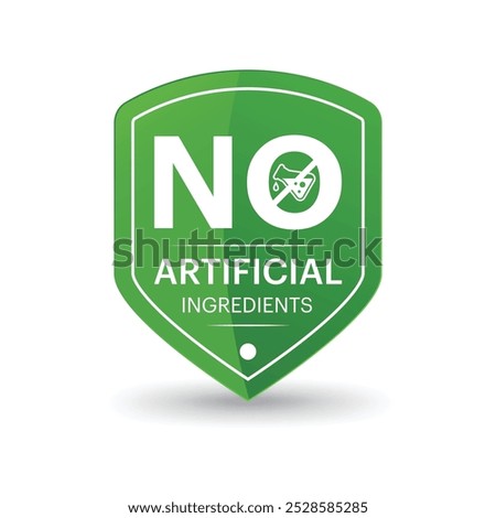 No artificial ingredients design shield badge in green color, vector illustration