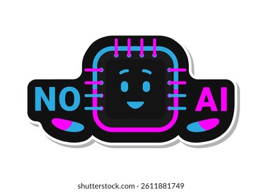 No artificial intelligence sticker icon isolated on white background