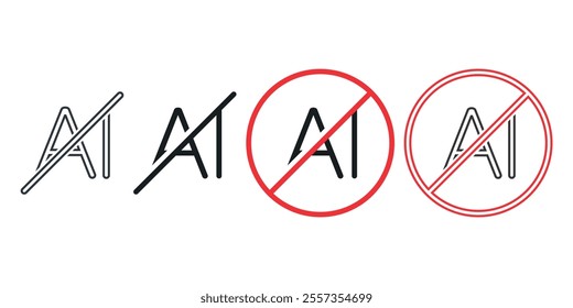 No artificial intelligence, Stop ai. Illustration vector