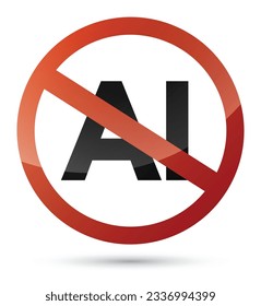 Nein zu künstlicher Intelligenz. Stoppschild, Symbol, Logo. Verbot von KI