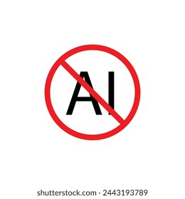 No Artificial Intelligence Usage Icons. Prohibition of AI Technology and Ban Symbols.