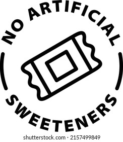 no artificial sweeteners black outline badge icon label isolated vector on transparent background