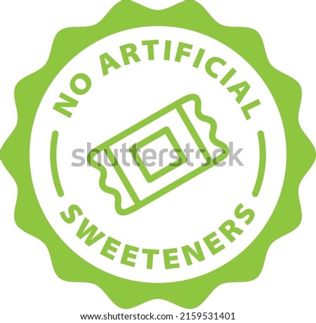 no artificial sweeteners free green stamp outline badge icon label isolated rounded vector on transparent background