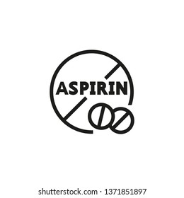 No Aspirin Line Icon. Prohibiting Sign, Circle, Pill. Fever Concept. Vector Illustration Can Be Used For Medicine, Pharmacy, Treatment, Banned Drugs