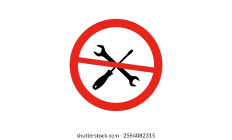 no assembly required sign, black and red isolated silhouette