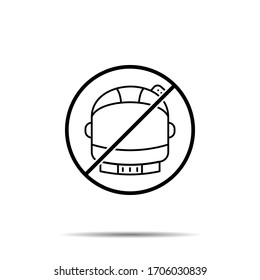 No astronaut, helmet, space icon. Simple thin line, outline vector of space ban, prohibition, embargo, interdict, forbiddance icons for ui and ux, website or mobile application