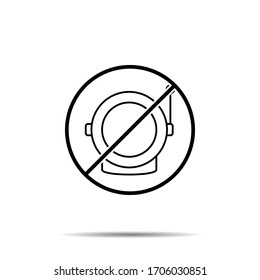 No astronaut, helmet, space icon. Simple thin line, outline vector of space ban, prohibition, embargo, interdict, forbiddance icons for ui and ux, website or mobile application