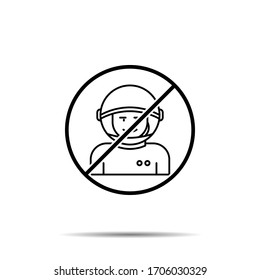 No astronaut, space icon. Simple thin line, outline vector of space ban, prohibition, embargo, interdict, forbiddance icons for ui and ux, website or mobile application