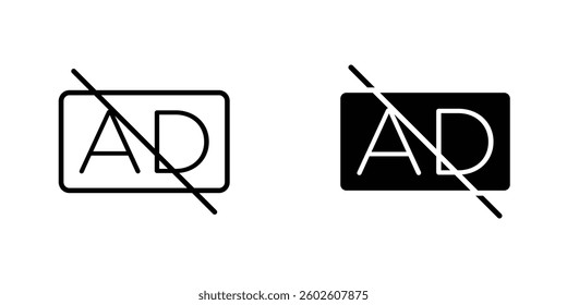 No audio description flat Icons in line outline and flat solid style on white background