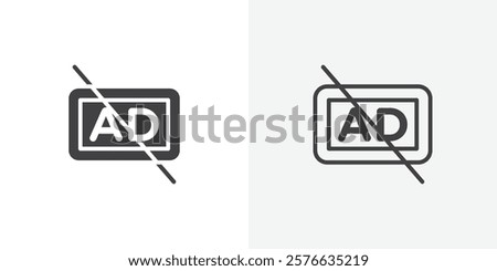 No audio description icon set in black flat solid and outlined style.