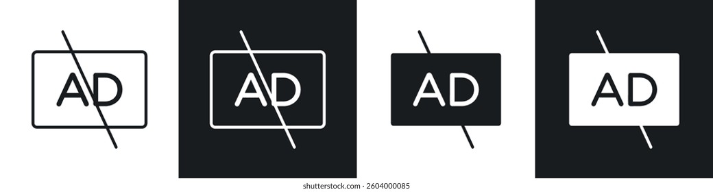 No audio description icon symbol collection on white background.