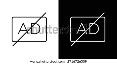 No audio description icons black and white vector, line icon set.