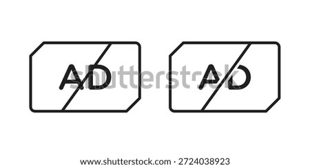 No audio description icons, Line vector. solid symbol set
